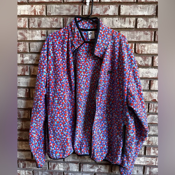 Nike Club Fleece Jacket Specked Orange Pink Blue Full Zip Size Large - Picture 1 of 3